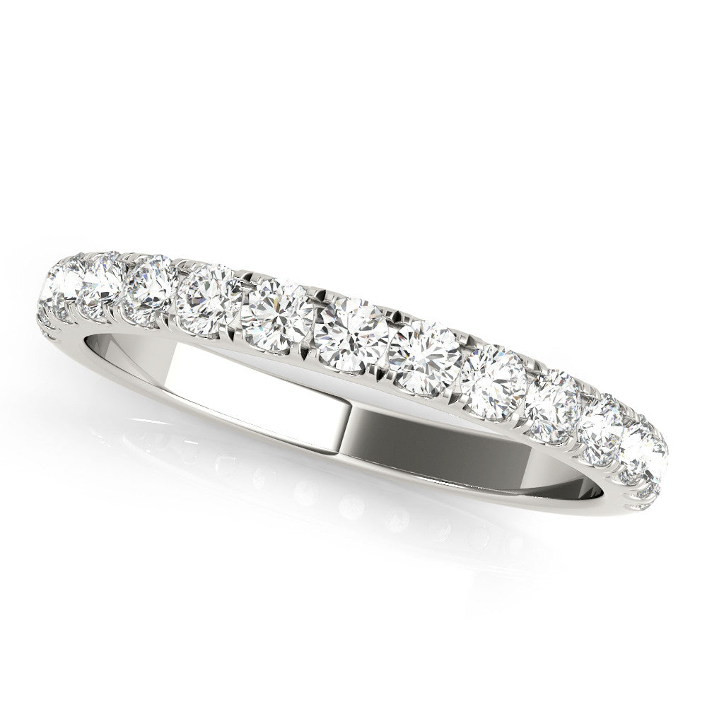 White gold Round Diamond Classic Half Eternity Band with Shared Prong Setting