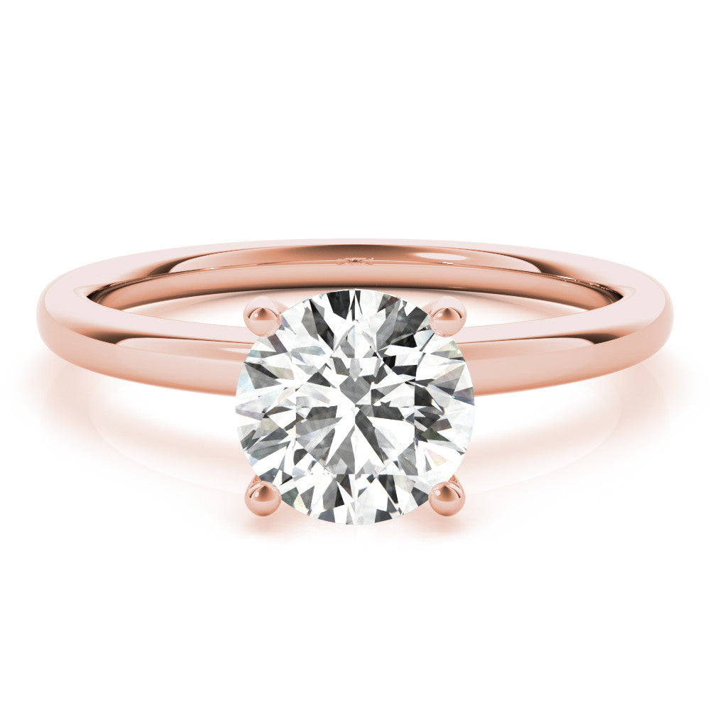 Rose gold Round Solitaire Diamond Ring with Four-Prong Setting and Classic Band
