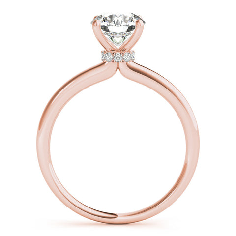 Rose gold Round Solitaire Diamond Ring with Four-Prong Setting and Classic Band