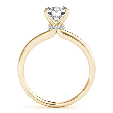 Yellow gold Round Solitaire Diamond Ring with Four-Prong Setting and Classic Band