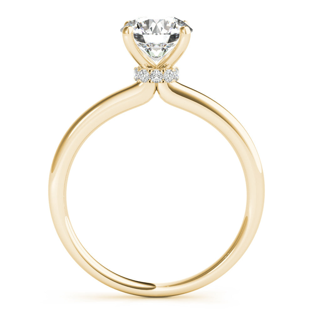 Yellow gold Round Solitaire Diamond Ring with Four-Prong Setting and Classic Band