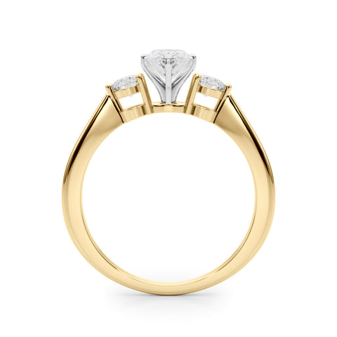Yellow gold Three-Stone Marquise Solitaire Ring with Tapered Band and Four-Prong Setting