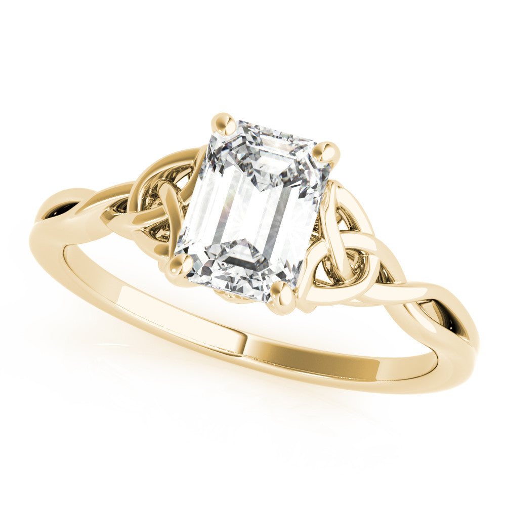 Yellow gold Pear Cut Solitaire Celtic Knot Ring with Four-Prong Setting
