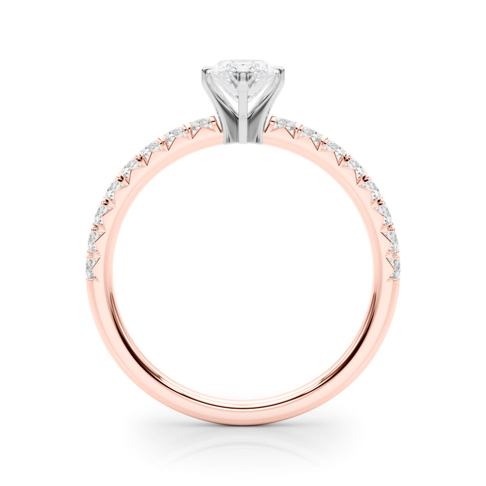 Rose gold Marquise Solitaire Pave Diamond Engagement Ring with Four-Prong Setting