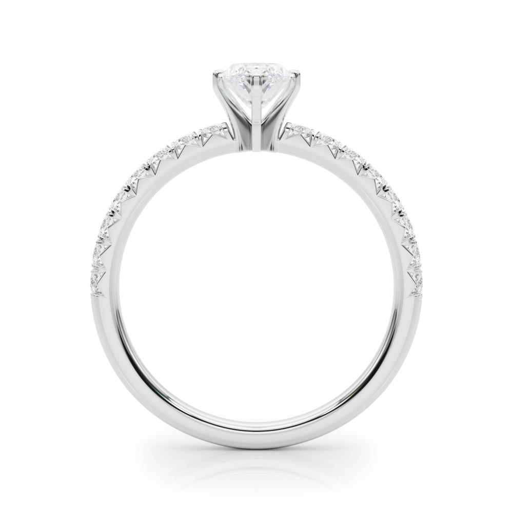 White gold Marquise Solitaire Pave Diamond Engagement Ring with Four-Prong Setting