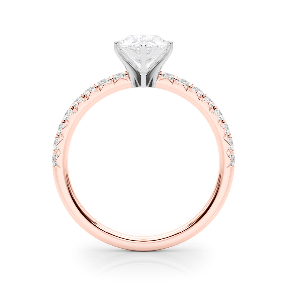 Rose gold Pear Solitaire Pave Diamond Engagement Ring with Four-Prong Setting