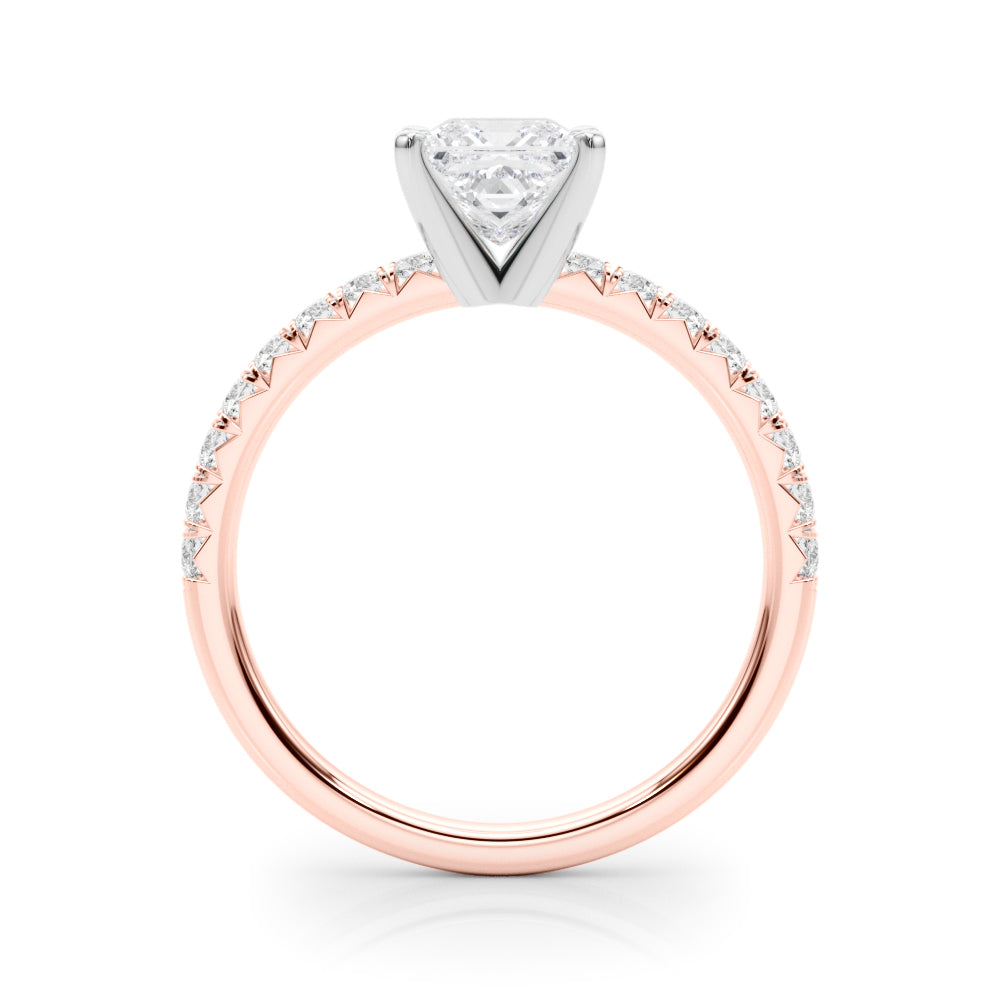 Rose gold Heart Solitaire Pave Diamond Engagement Ring with Four-Prong Setting