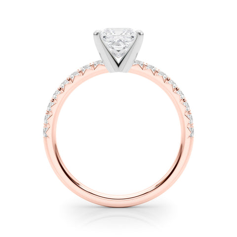 Rose gold Heart Solitaire Pave Diamond Engagement Ring with Four-Prong Setting