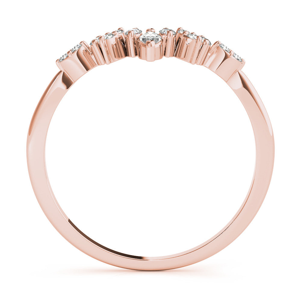 Rose gold Marquise and Round Diamond Chevron Band with Prong Setting