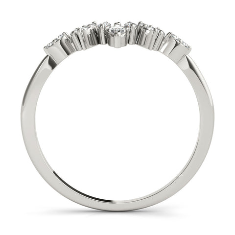 Platinum Marquise and Round Diamond Chevron Band with Prong Setting