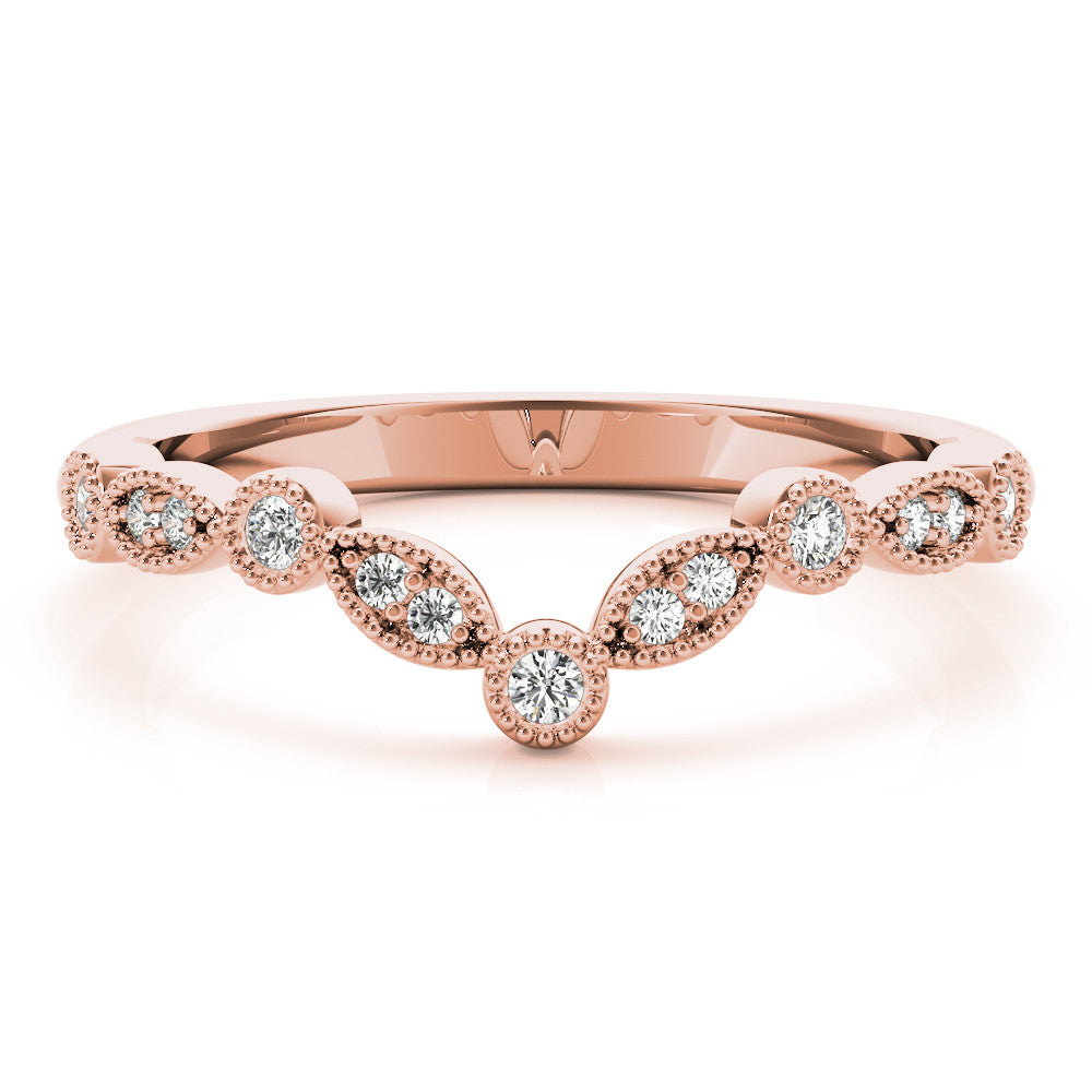Rose gold Milgrain Marquise and Round Diamond Half Eternity Band
