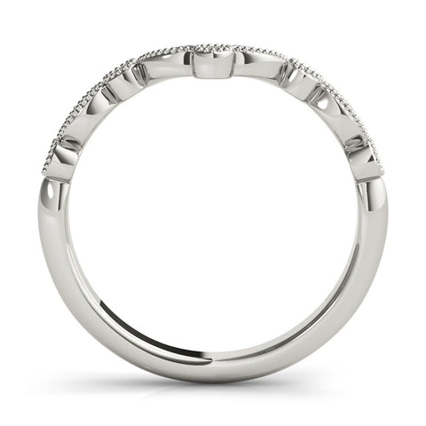 Platinum Milgrain Marquise and Round Diamond Half Eternity Band