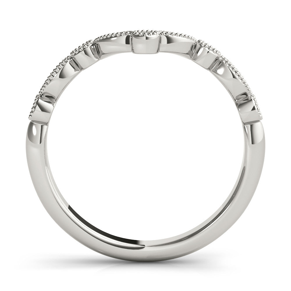 White gold Milgrain Marquise and Round Diamond Half Eternity Band