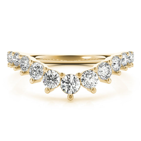 Yellow gold Round Diamond Prong Set White Gold Curved Band