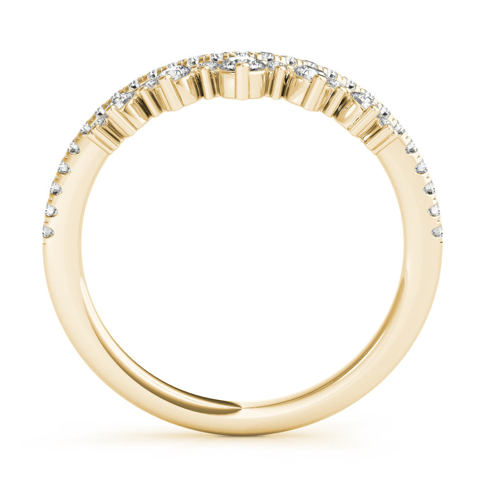 Yellow gold Round Diamond Pavé Contour Band with Prong Setting