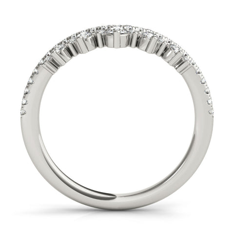 White gold Round Diamond Pavé Contour Band with Prong Setting