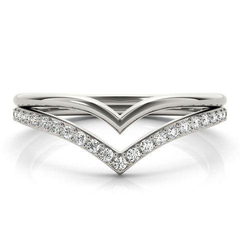 Platinum Pavé Round Diamond Chevron Band with Channel Setting