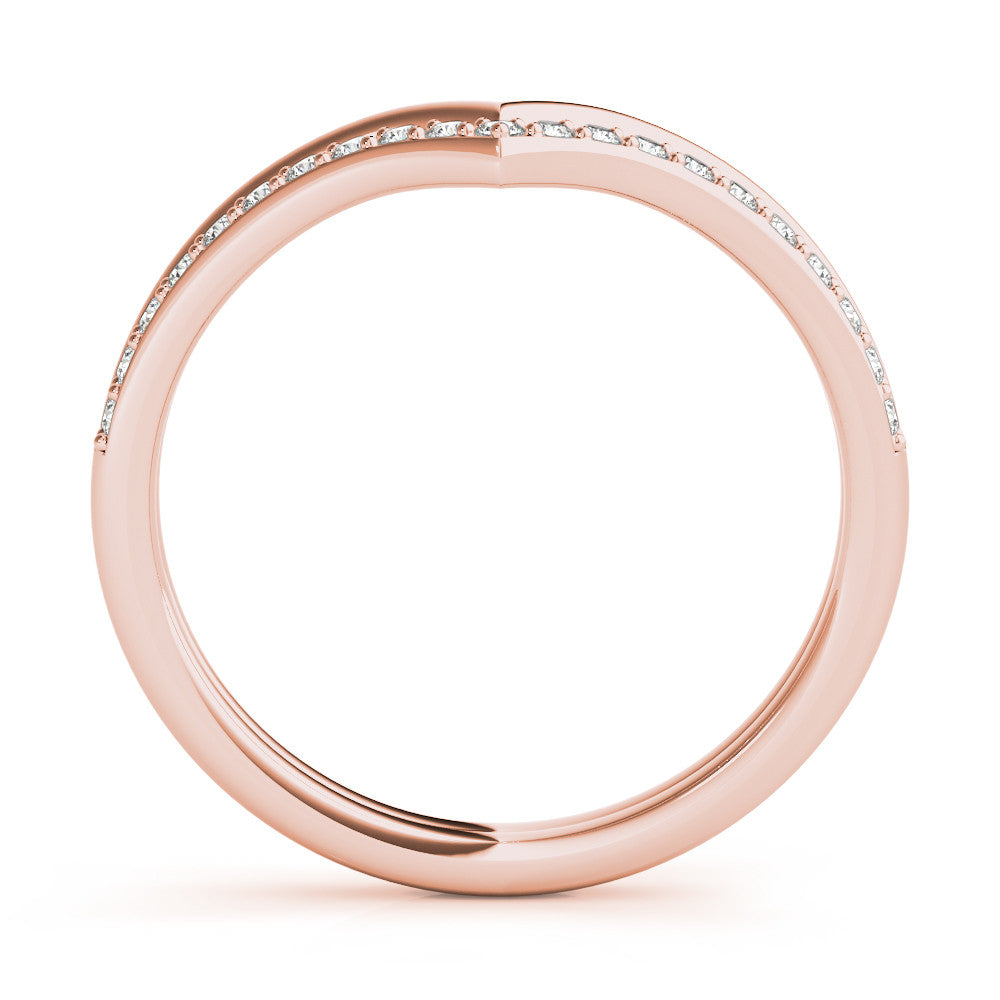 Rose gold Pavé Round Diamond Chevron Band with Channel Setting