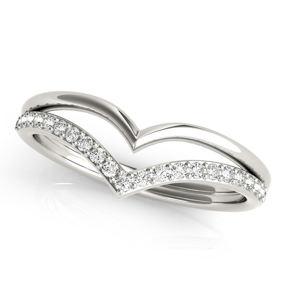 White gold Pavé Round Diamond Chevron Band with Channel Setting