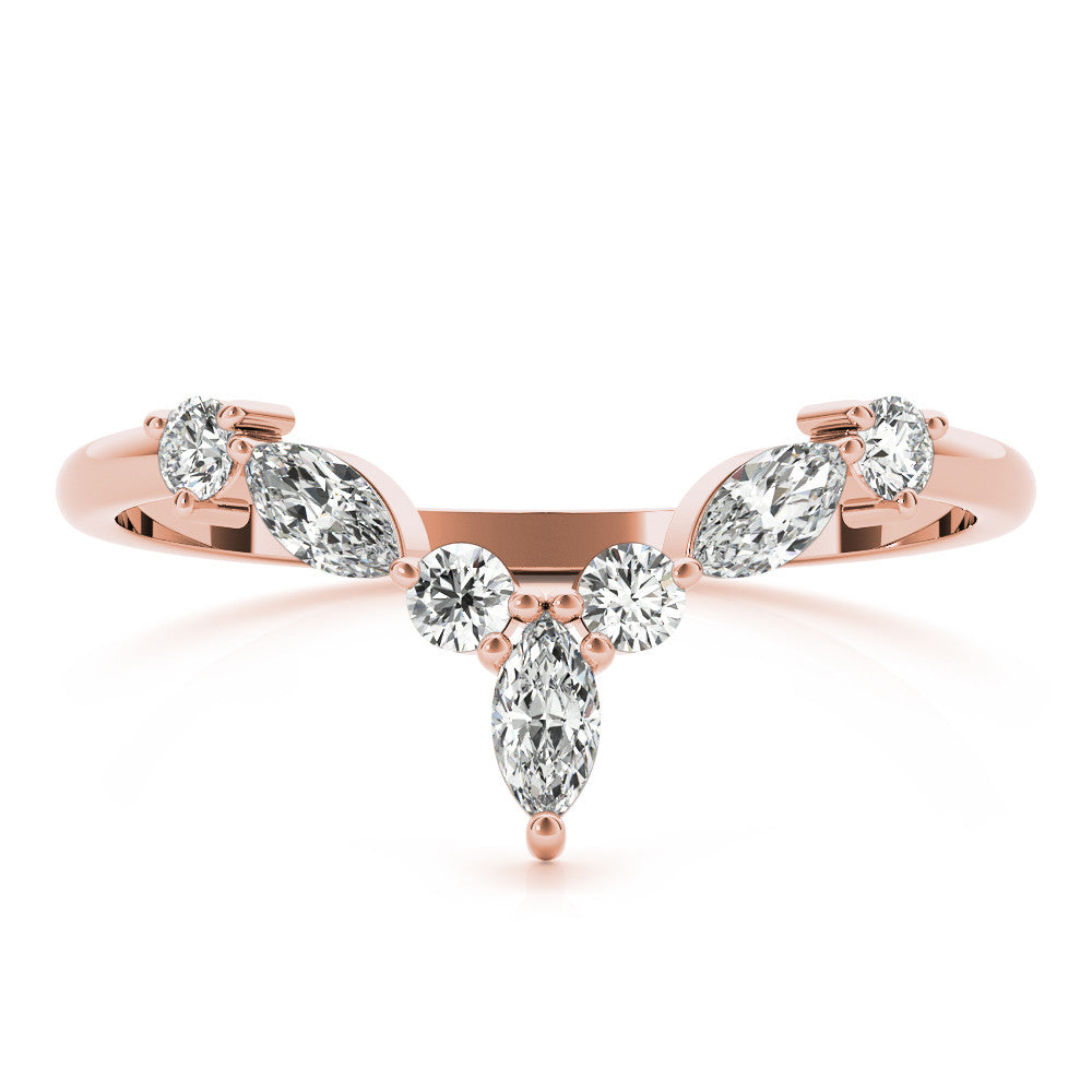 Rose gold Chevron Marquise and Round Diamond Open Band with Prong Setting