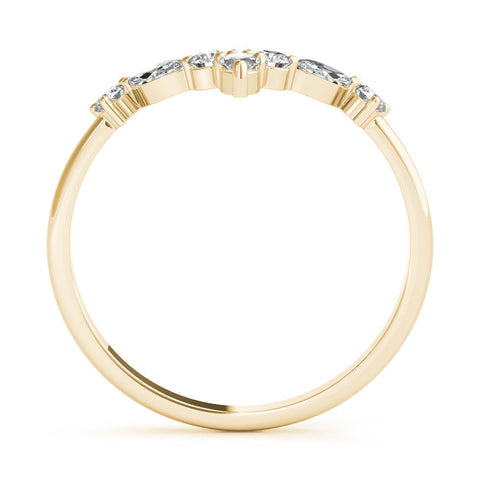 Yellow gold Chevron Marquise and Round Diamond Open Band with Prong Setting