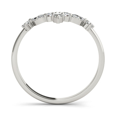 White gold Chevron Marquise and Round Diamond Open Band with Prong Setting