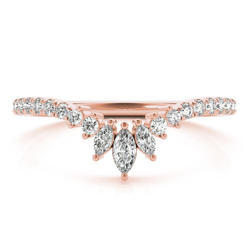 Rose gold Marquise Cluster Diamond Pavé Band with Prong Setting