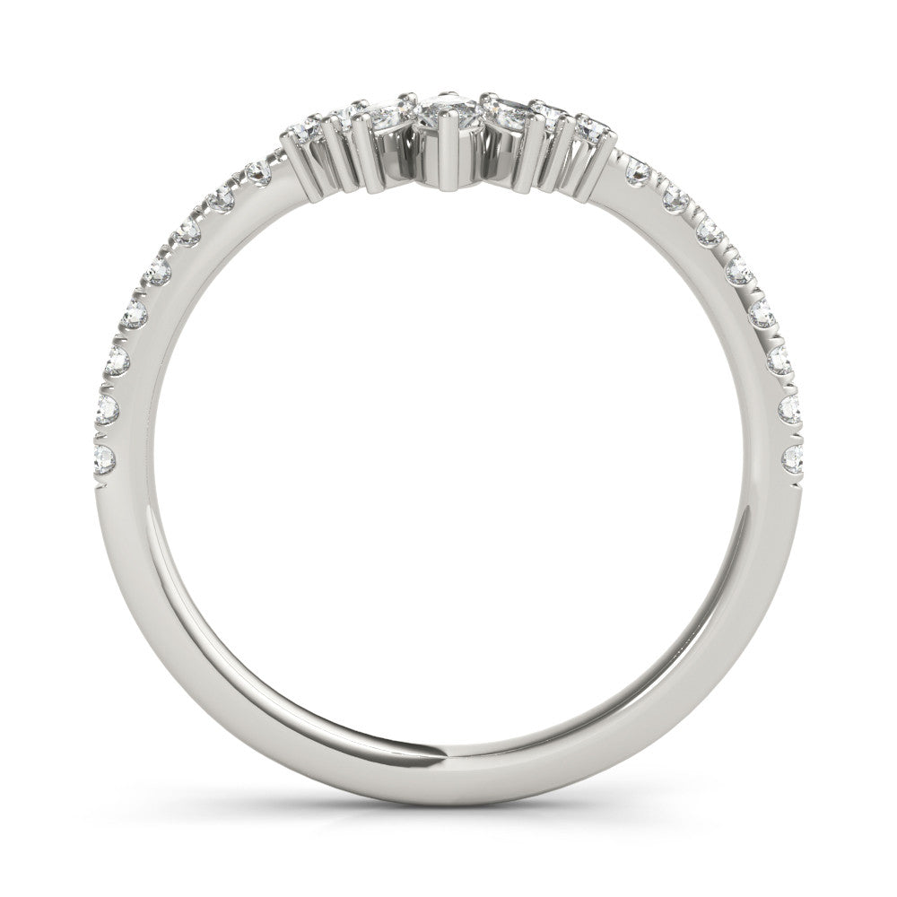 Silver Marquise Cluster Diamond Pavé Band with Prong Setting