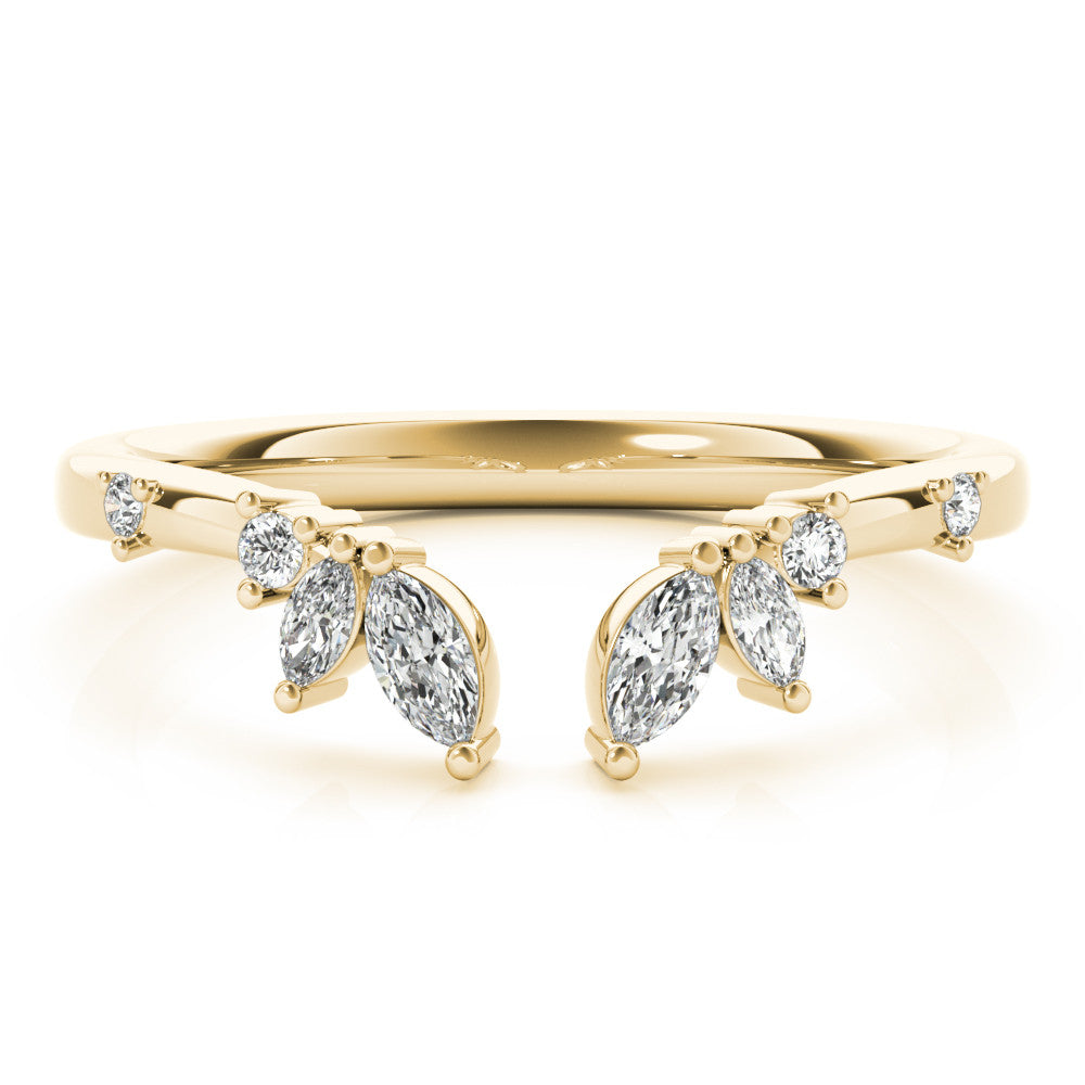 Yellow gold Open Marquise Cluster Diamond Band with Prong Setting