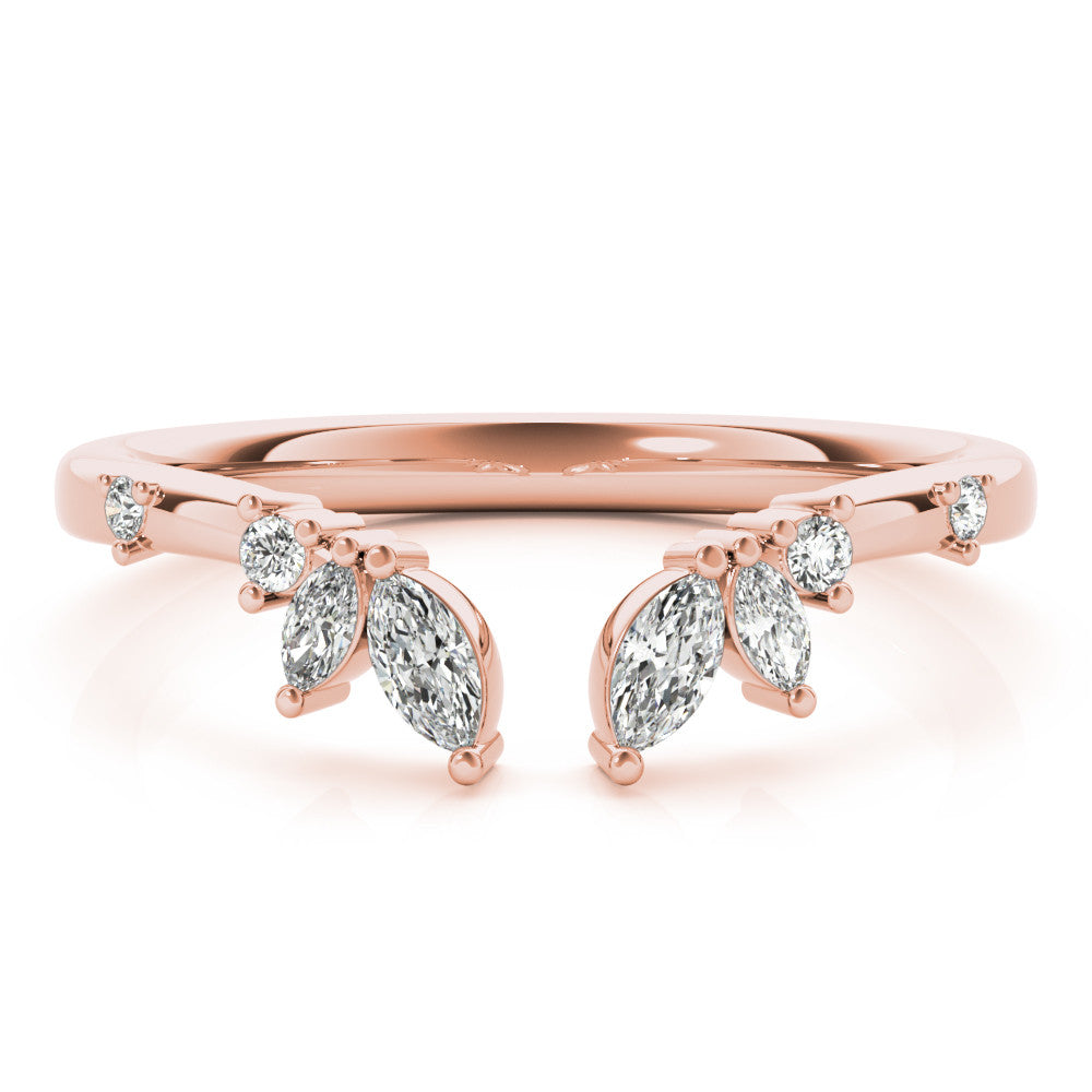 Rose gold Open Marquise Cluster Diamond Band with Prong Setting