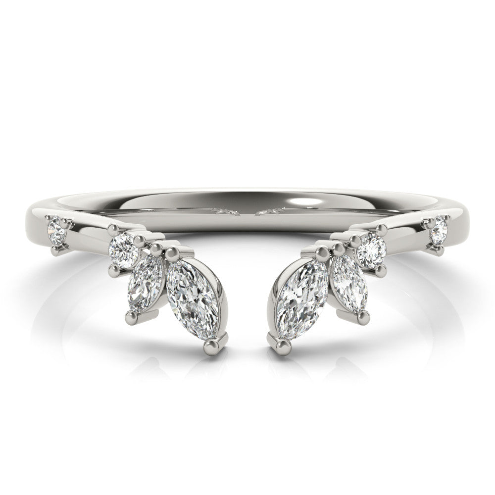 Platinum Open Marquise Cluster Diamond Band with Prong Setting