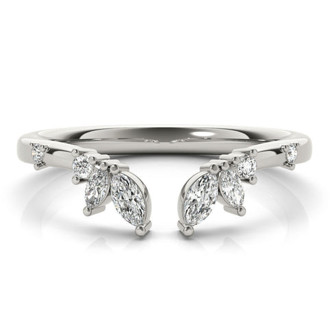 Silver Open Marquise Cluster Diamond Band with Prong Setting