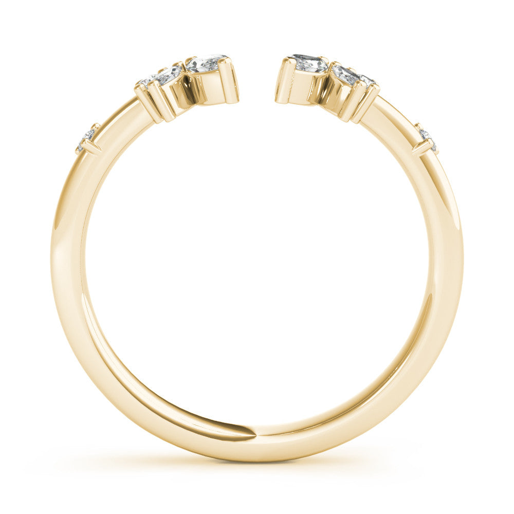 Yellow gold Open Marquise Cluster Diamond Band with Prong Setting