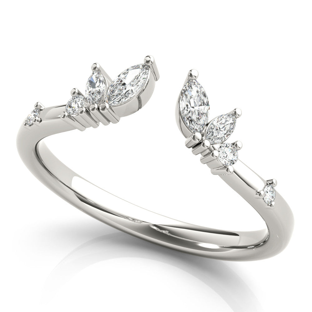 White gold Open Marquise Cluster Diamond Band with Prong Setting