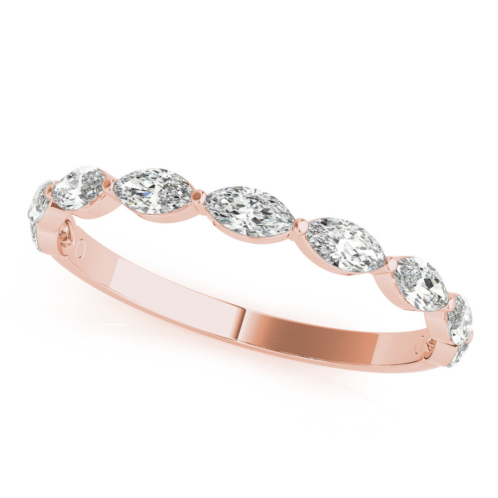 Rose gold Marquise Diamond Prong Set Half-Eternity Band