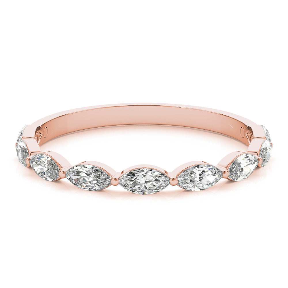 Rose gold Marquise Diamond Prong Set Half-Eternity Band