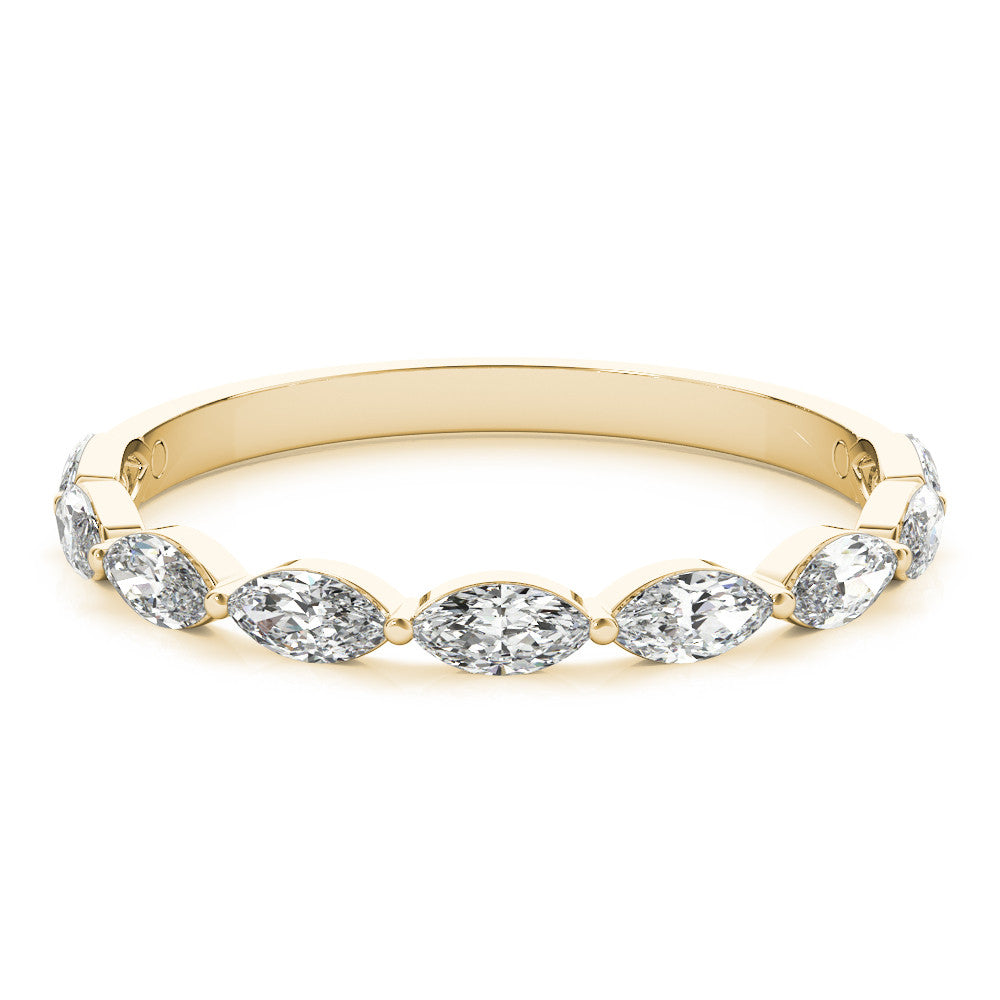 Yellow gold Marquise Diamond Prong Set Half-Eternity Band