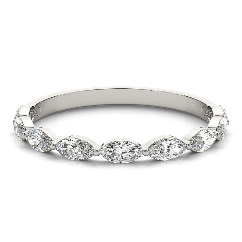 Platinum Marquise Diamond Prong Set Half-Eternity Band