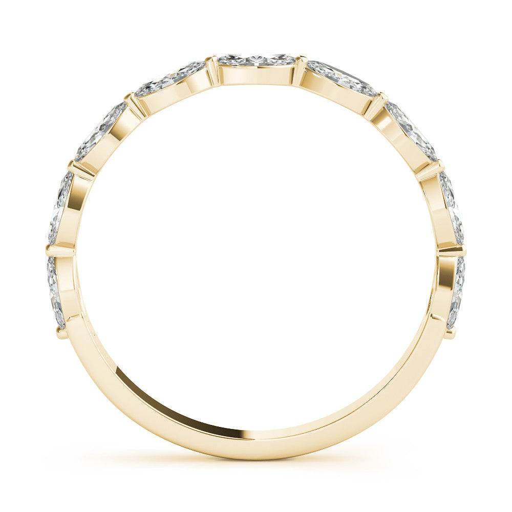 Yellow gold Marquise Diamond Prong Set Half-Eternity Band