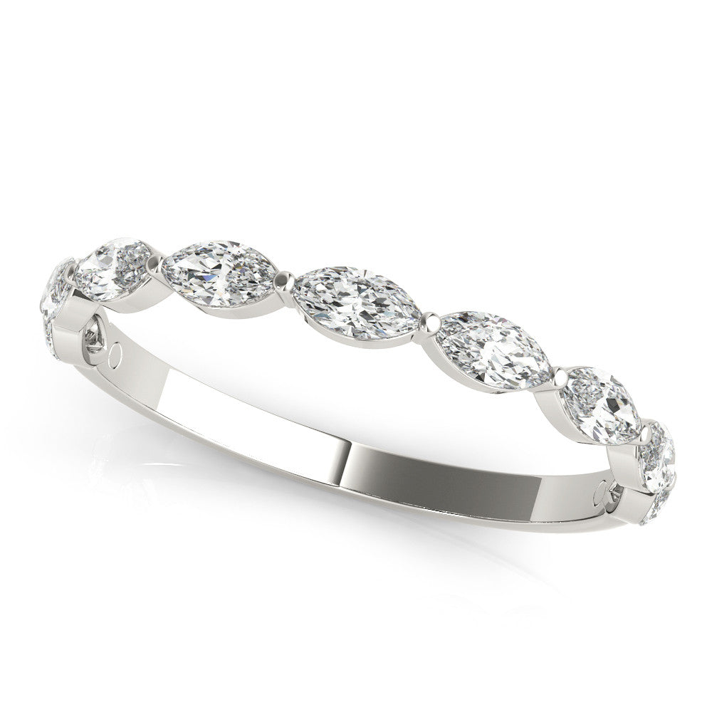 White gold Marquise Diamond Prong Set Half-Eternity Band
