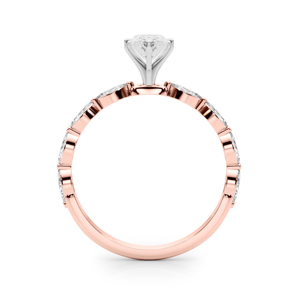 Rose gold Marquise Solitaire Marquise Side Stone Prong Setting Ring