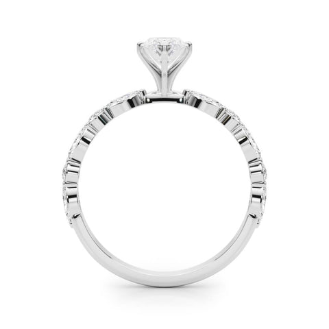 Platinum Marquise Solitaire Marquise Side Stone Prong Setting Ring