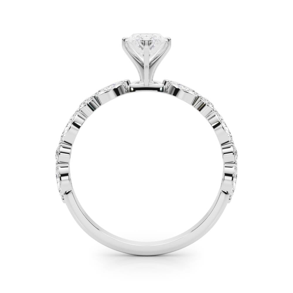 Platinum Marquise Solitaire Marquise Side Stone Prong Setting Ring