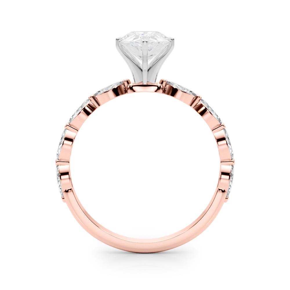Rose gold Pear Solitaire Marquise Side Stone Prong Setting Ring