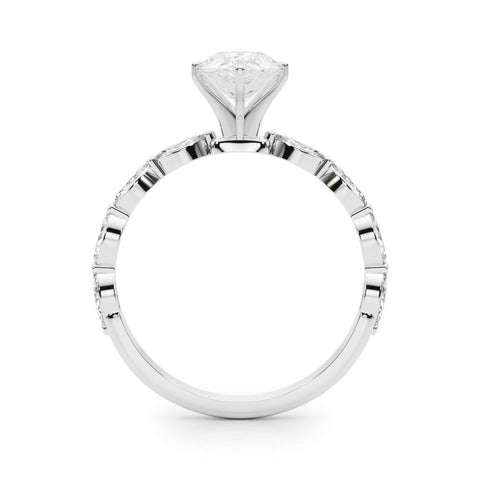 Platinum Pear Solitaire Marquise Side Stone Prong Setting Ring