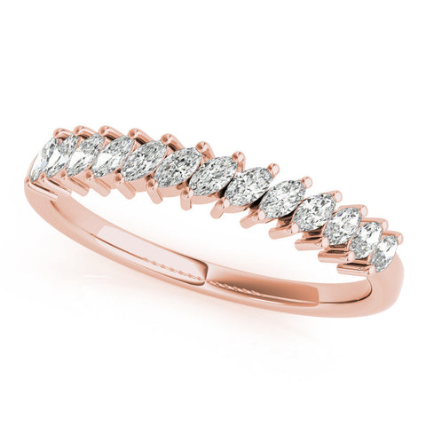 Rose gold Marquise Diamond Half-Eternity Band with Shared Prong Setting