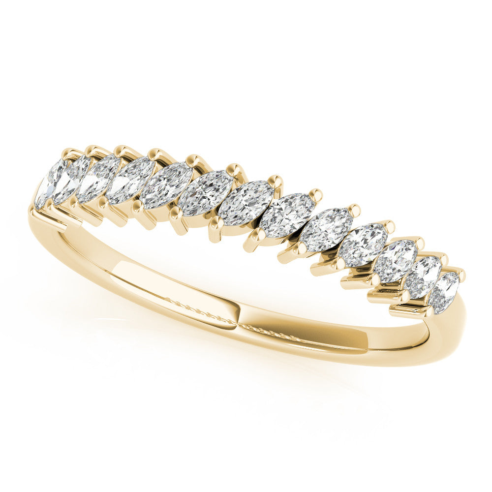 Yellow gold Marquise Diamond Half-Eternity Band with Shared Prong Setting