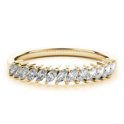 Yellow gold Marquise Diamond Half-Eternity Band with Shared Prong Setting