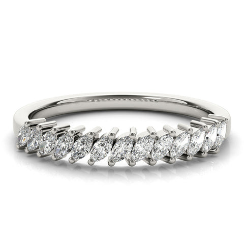 Platinum Marquise Diamond Half-Eternity Band with Shared Prong Setting