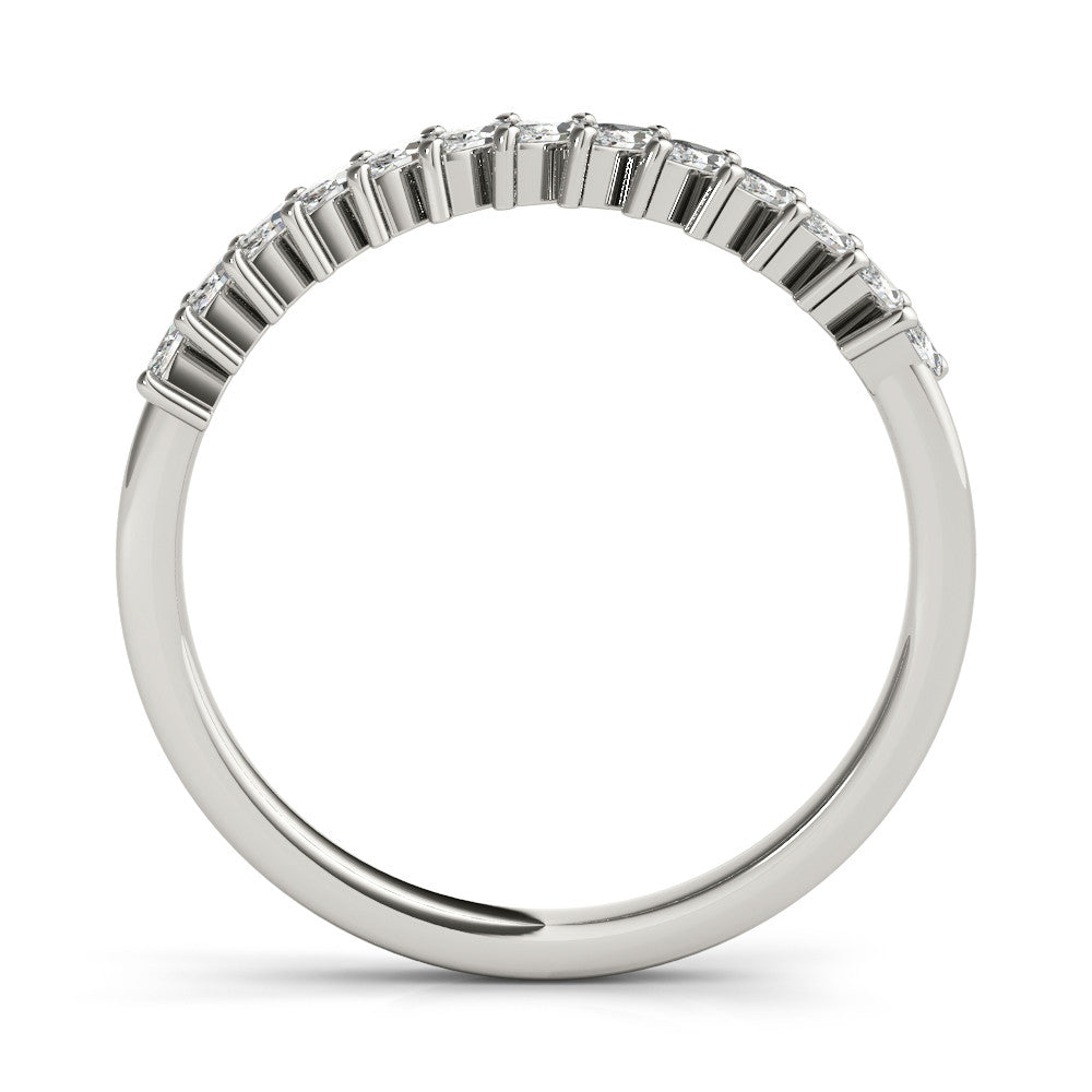 Silver Marquise Diamond Half-Eternity Band with Shared Prong Setting